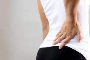 woman with low back pain.